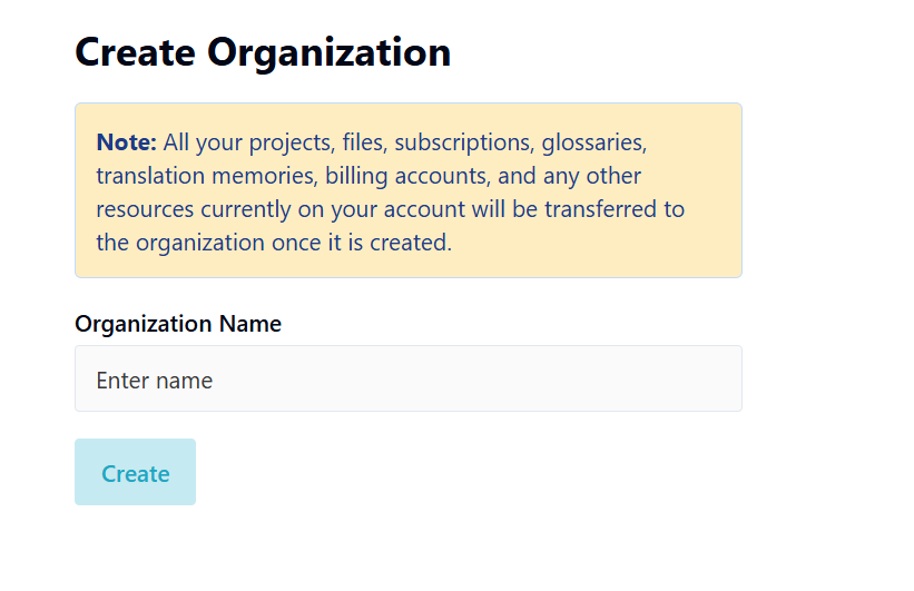 Create Organization Name