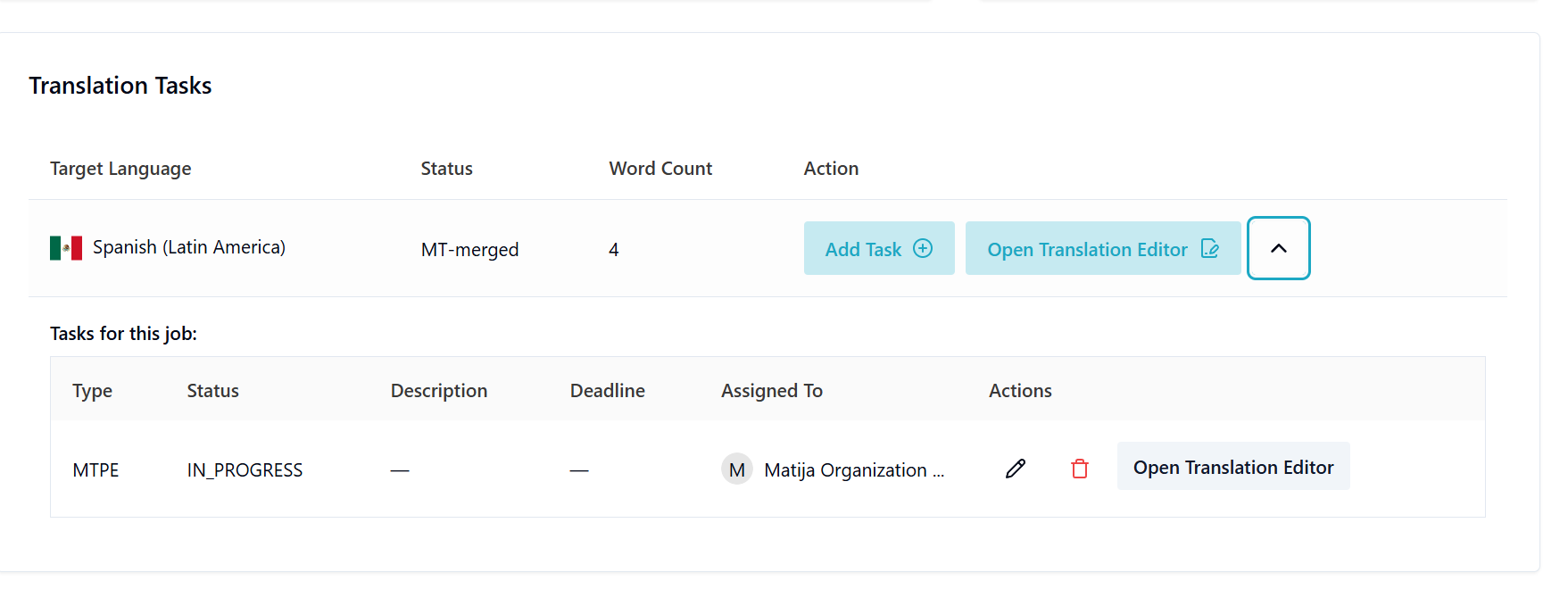 Task assignments view